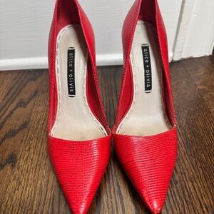Alice + Olivia Red Leather Heels